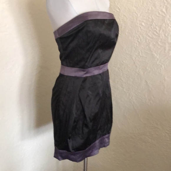 Grass Black Gray Satin Strapless Party Going Out Dress M - Picture 2 of 12